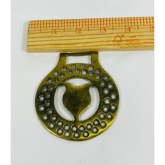 19th Century Brass Horse Harness Medallion Tulip Parade - Picture 9 of 9